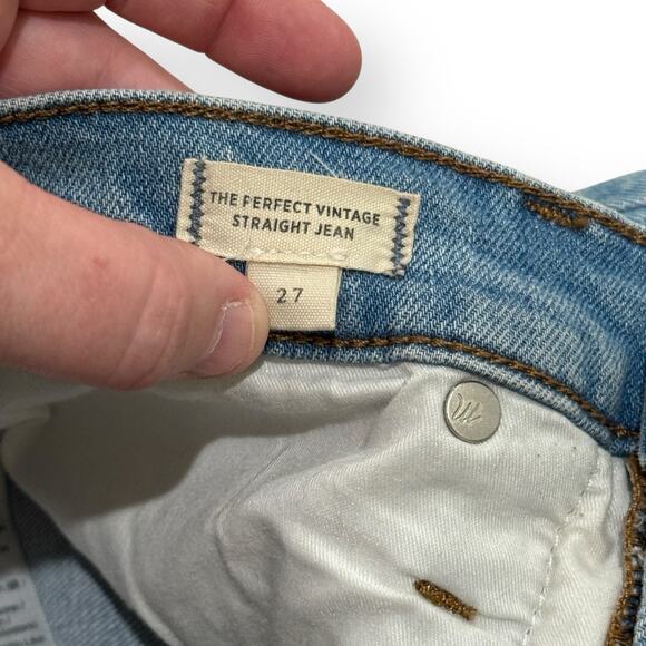 Madewell The Perfect Vintage Straight Leg Jeans Womens 27 Danby Wash Knee-Rip - Picture 4 of 11